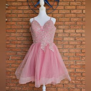 Amazon RGKEIO Pink A-line Spaghetti Strap Prom Dress Size 12